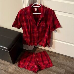 Victoria's Secret Red Plaid Short-Sleeve Pajama Set